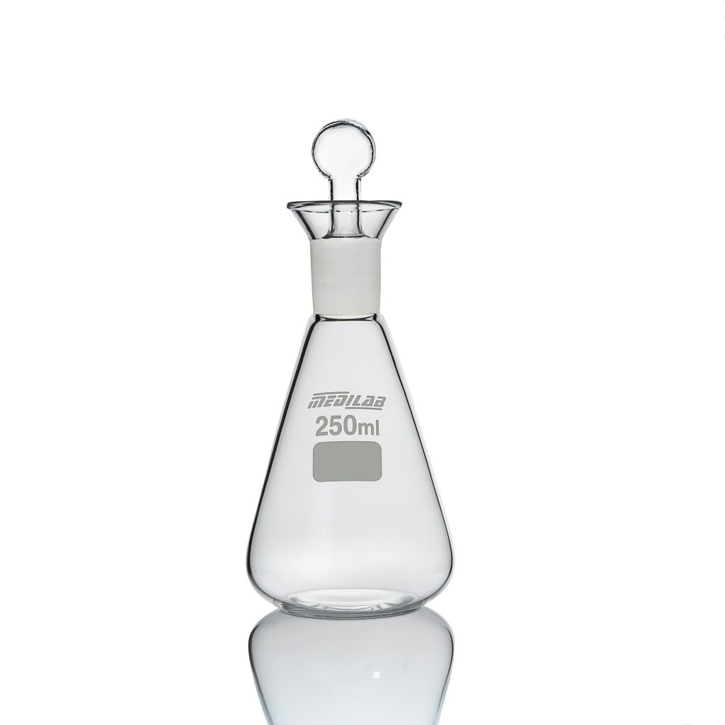Stonylab Erlenmeyerkolben 250 Ml – Borosilikat 3.3, Bernstein, 24/40 Außenkegel, Birnenförmig