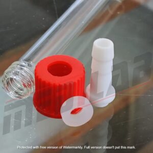 GL 14 cap with silicon washer and plastic connector - top lab glassware manufacturer in Colombia