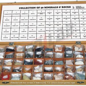 50 Rocks and Minerals in Wooden Box