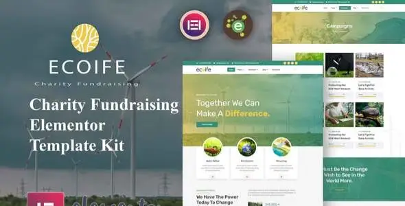 Ecoife – Charity Fundraising Elementor Template Kit