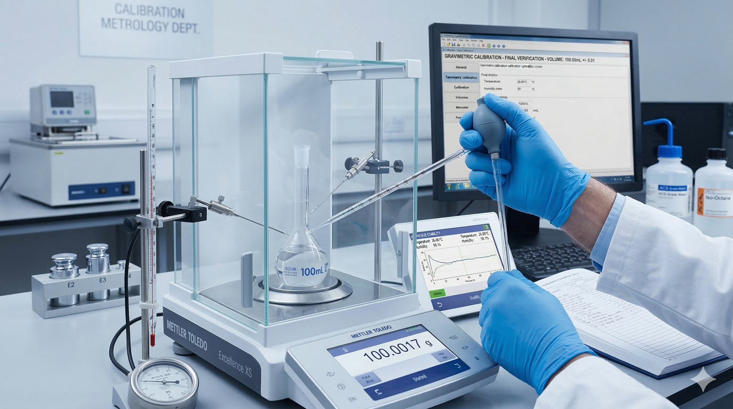 Labware provider quality control - precision gravimetric calibration on analytical balance