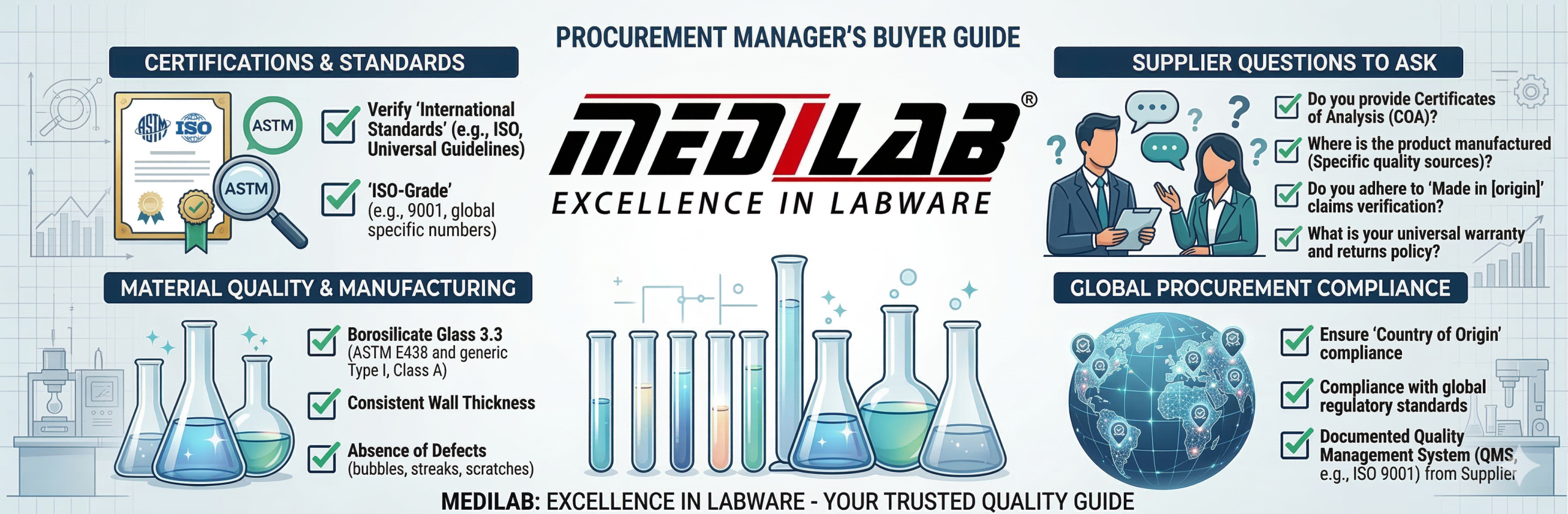 How to Choose Quality Laboratory Glassware - Buyer Guide How to choose quality laboratory glassware - ASTM ISO certification checklist for US lab procurement managers